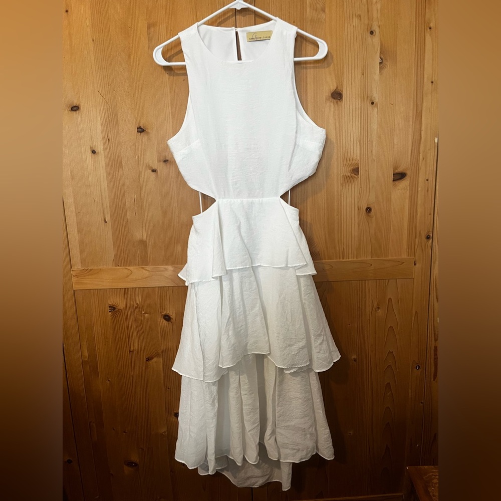 White Shimmer cutout dress